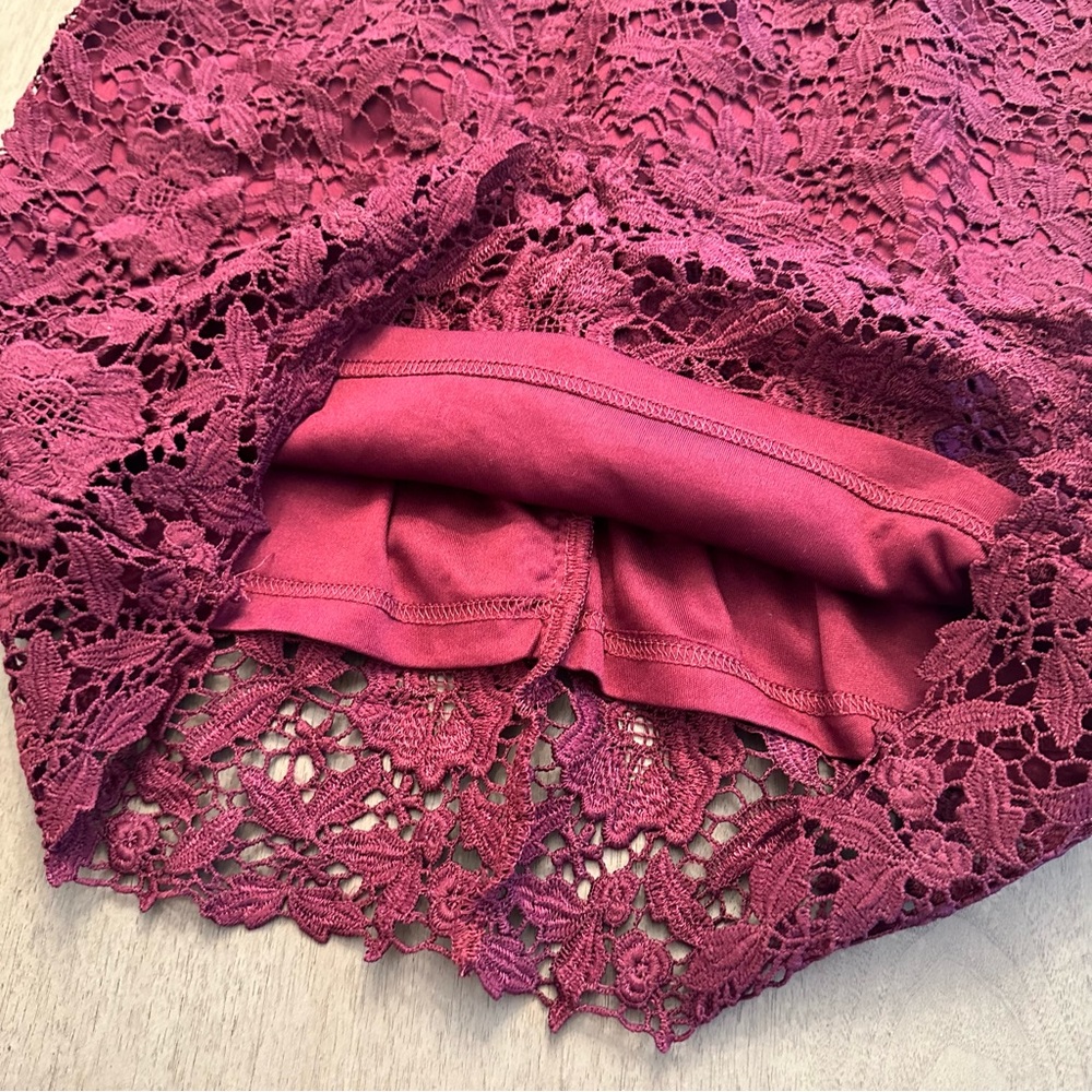 SOIEBLU Sangria Wine Floral-Lace Three-Quarter Sleeve Dress Size Medium - Picture 12 of 16